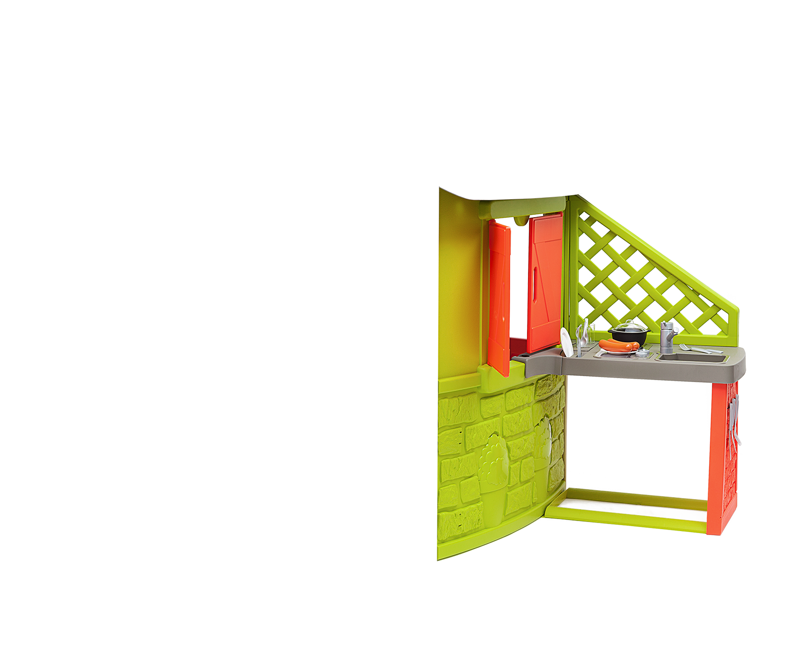 Set Spielhaus Neo Jura Lodge Smoby erweiterbar 2 Türen 2 Fenster mit Rollläden und Vogelhaus ab 2 Jahren.